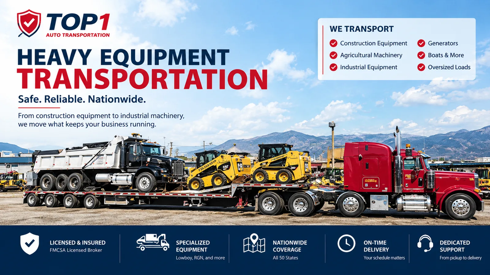 Heavy equipment and semi truck shipping — specialized lowboy and oversized transport