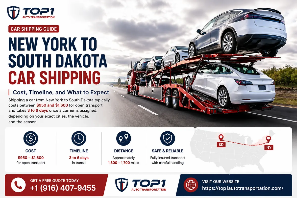 New York to South Dakota car shipping cost and timeline overview